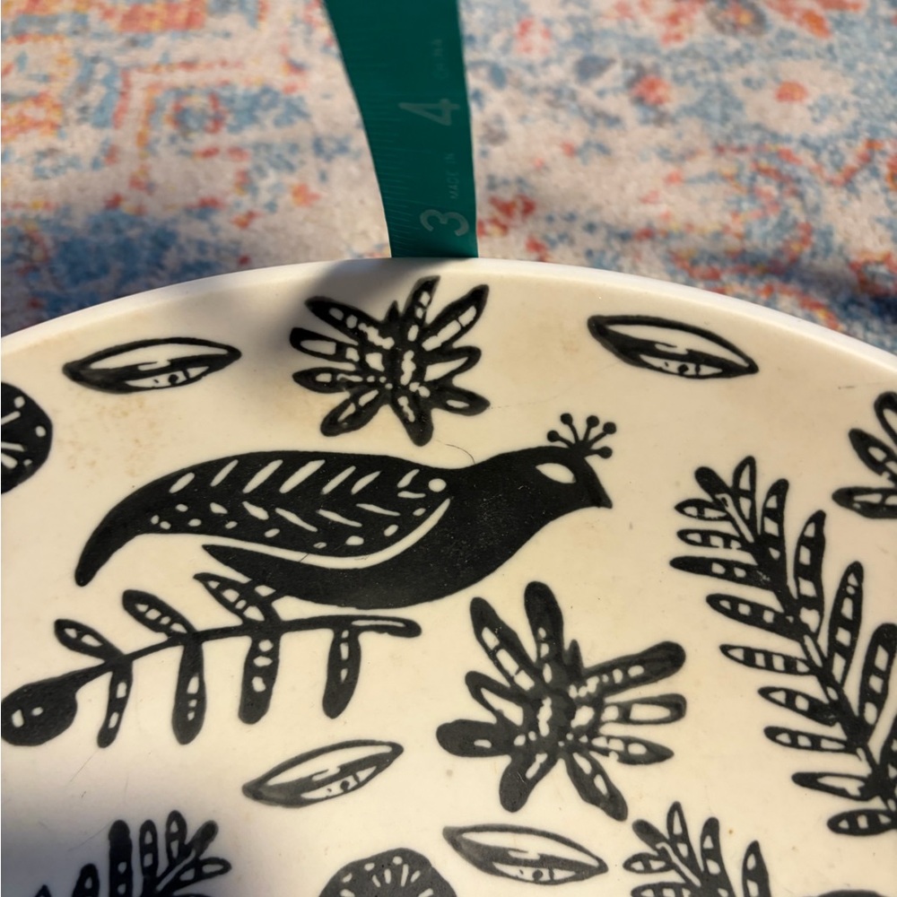 Nate Berkus Black & White Botanical Bird Ceramic Stoneware Bowl - Picture 4 of 4